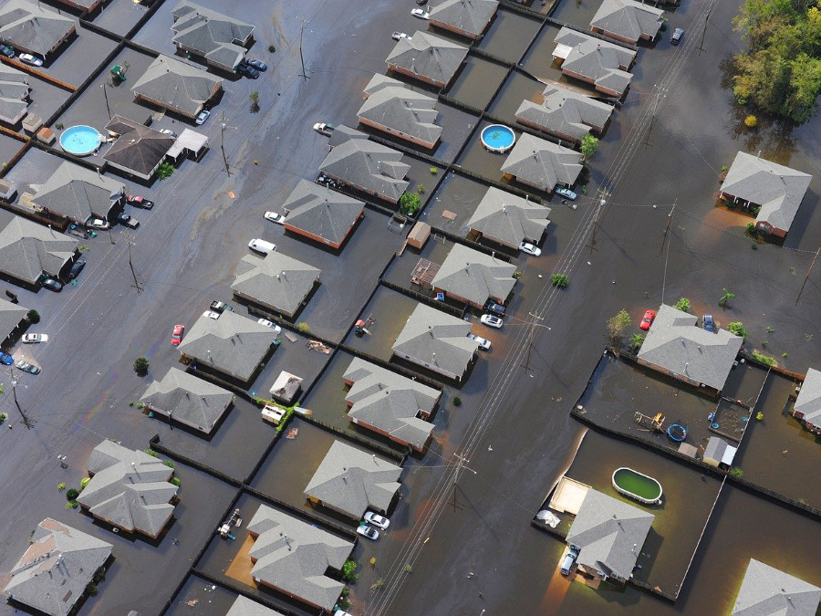 Town flooding.